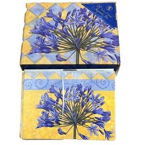 Note Cards Vintage Boxed Set 15 Blue Floral Stationary Envelope Creative Papers